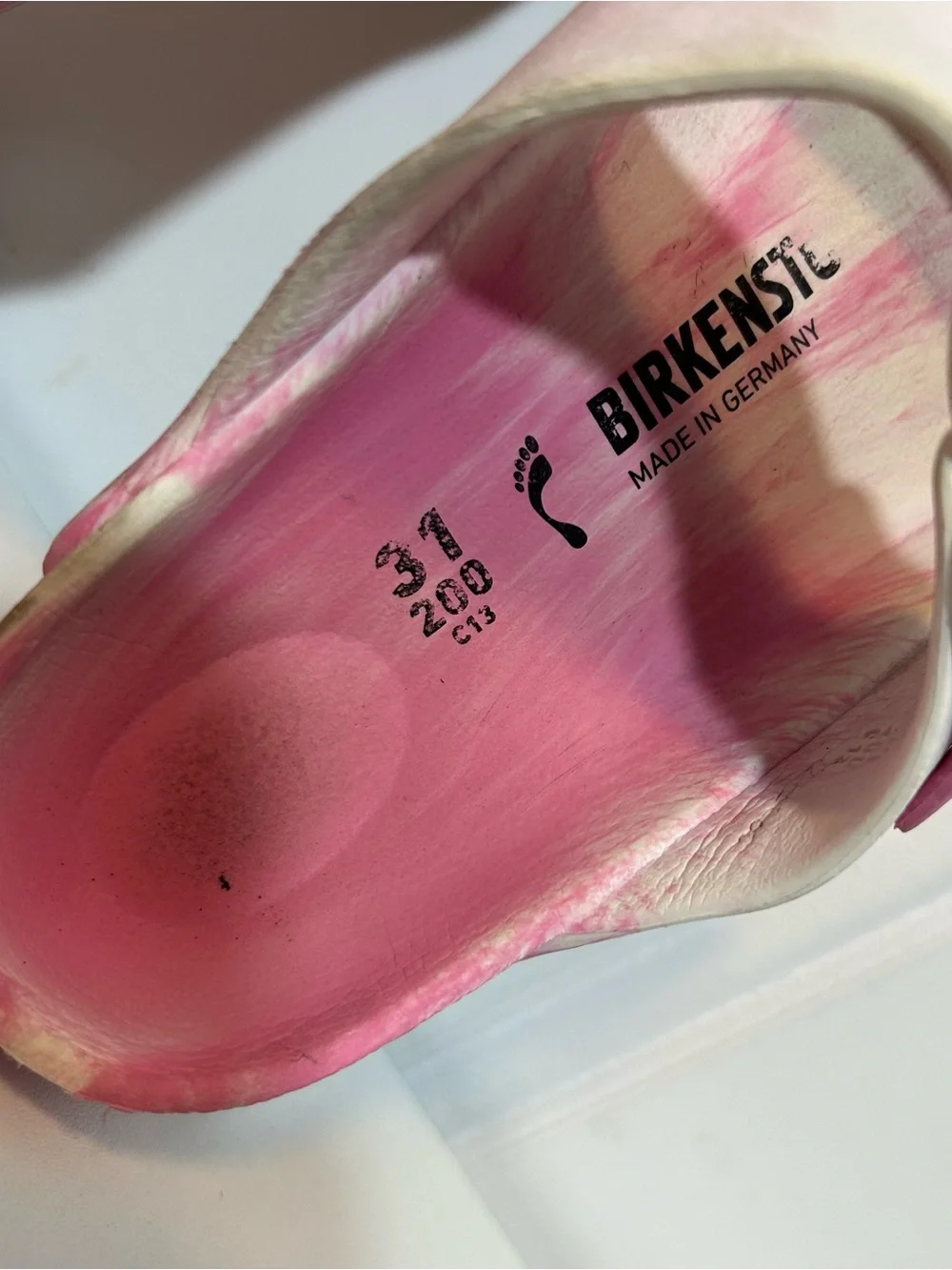 Birkenstock Arizona Eva pink white marble sandals
